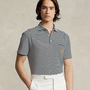 Vtg Polo Ralph Lauren Mens XXL Polo Crest Lisle Polo Shirt Navy Stripe